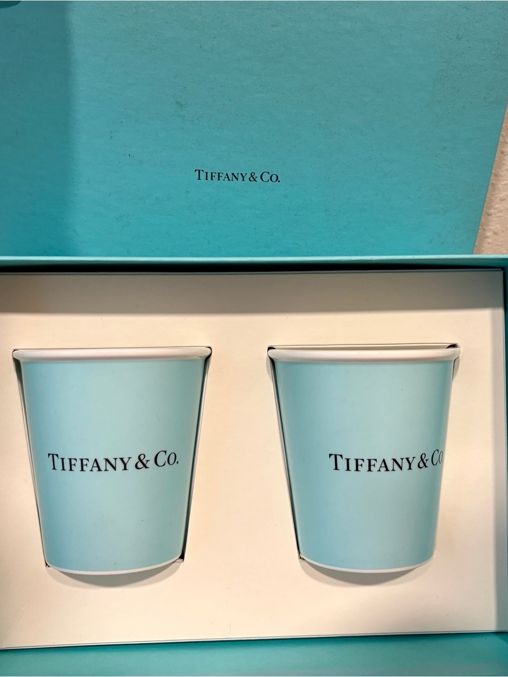 Tiffany & Co. Bone China Coffee Cups set of 2 NEW